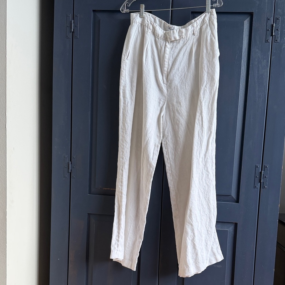 Elegant NA-KD White Linen Wide Leg Pants